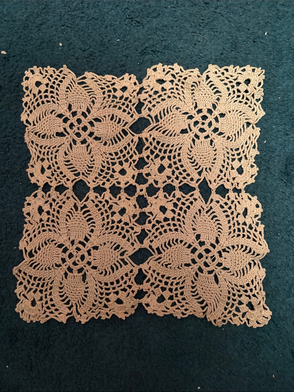 Handmade Crochet Doily - Ecru Floral Lace Accent DD17